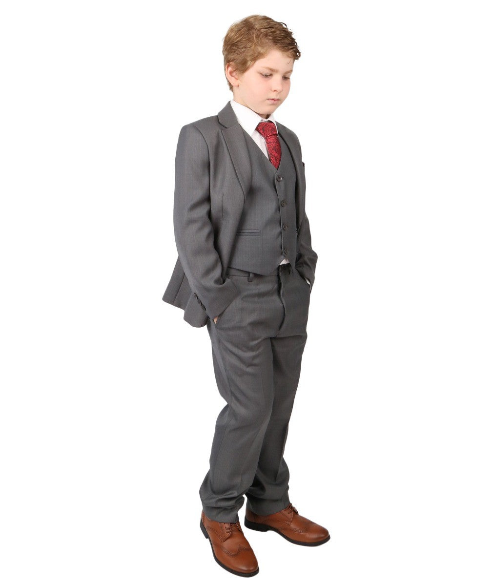 Boys Regular Italian Fit Grey Suit - Grey