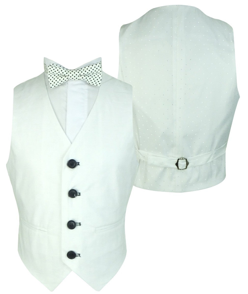 Boys Linen Suit with Elbo Patches - White