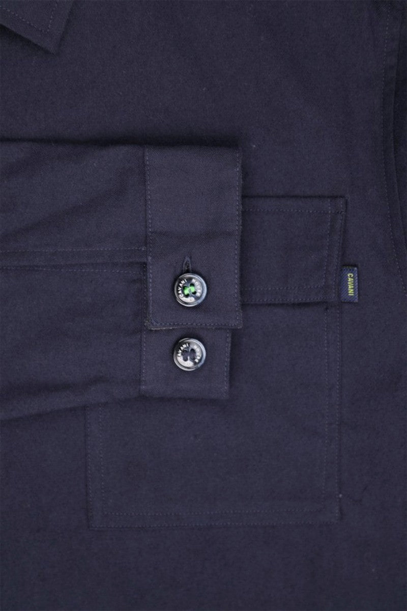 Men's Cotton Oversize Casual Shirt - KEMPMAN - Navy Blue