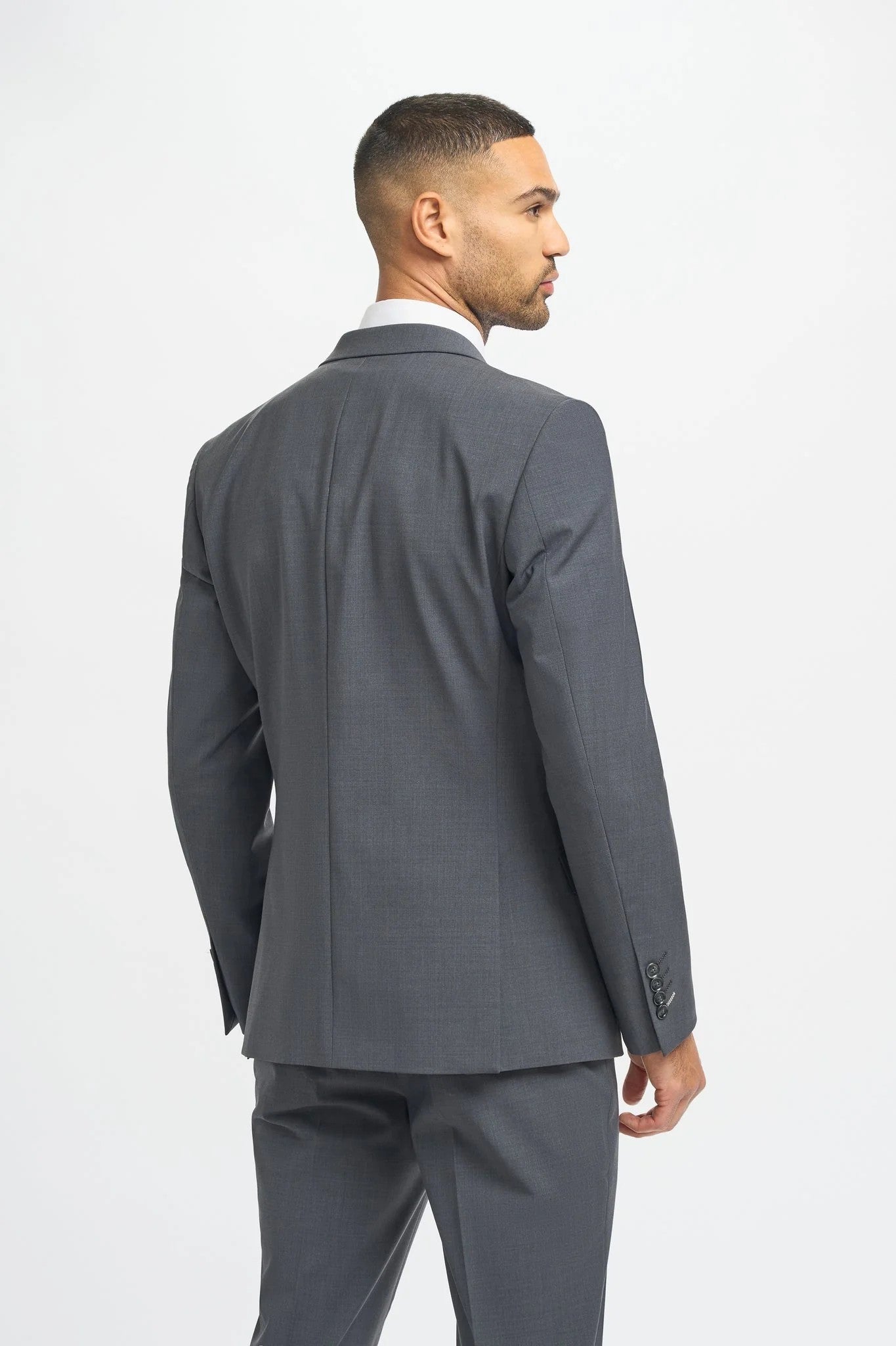 Men's Wool Blend Slim Fit Suit - BOND - Charcoal Grey