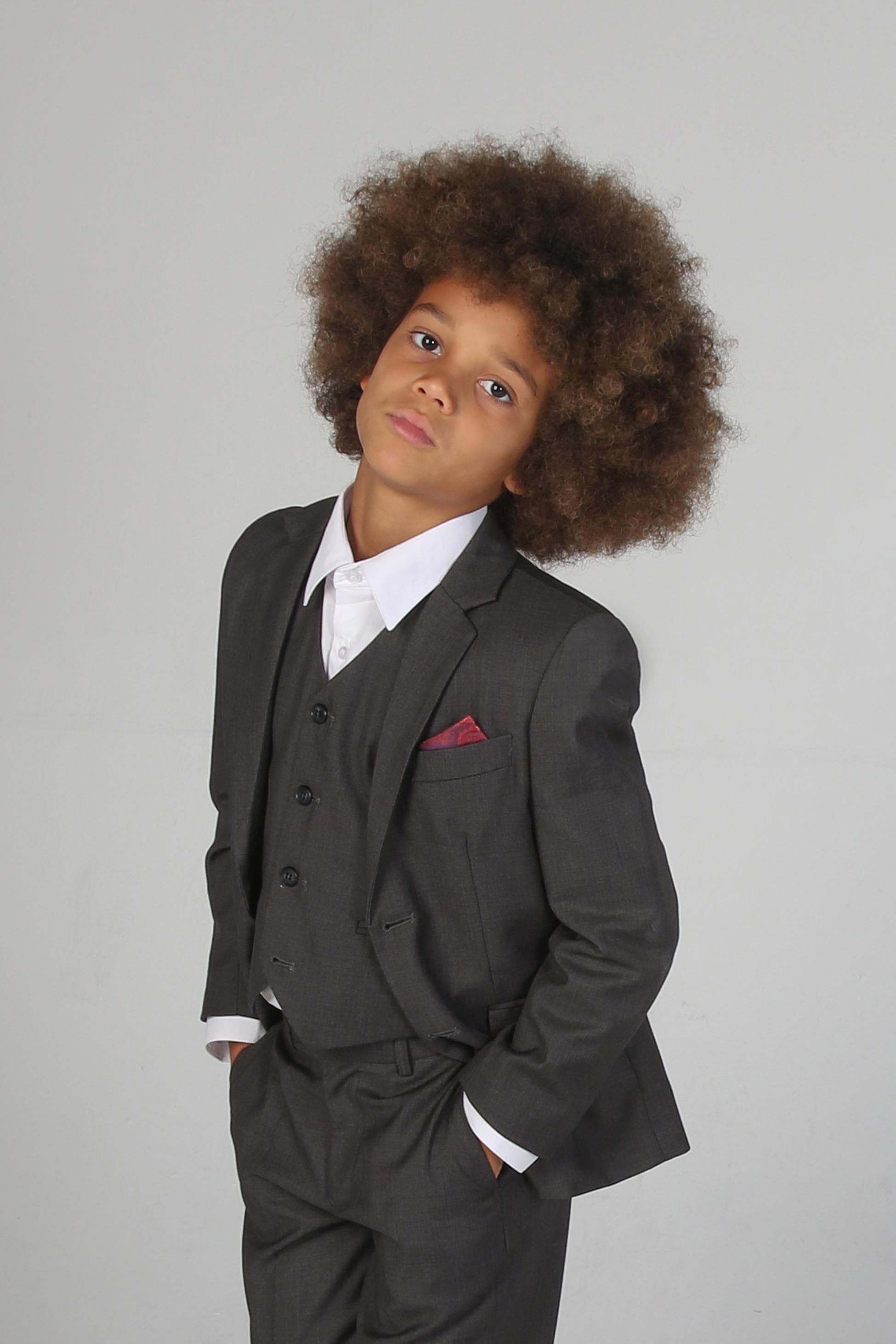 Boys Tailored Fit Formal Suit- CHARLES Charcoal - Charcoal Grey