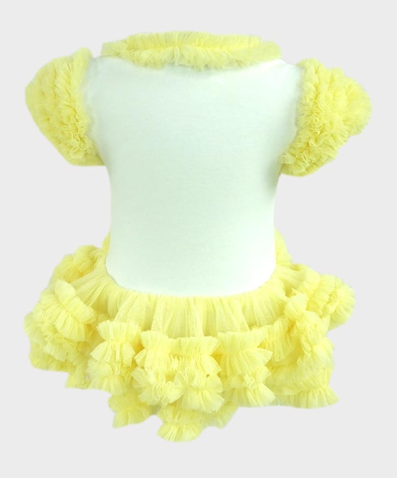 Baby Girl Tulle Cotton Tutu Bodysuit - Lemon Yellow