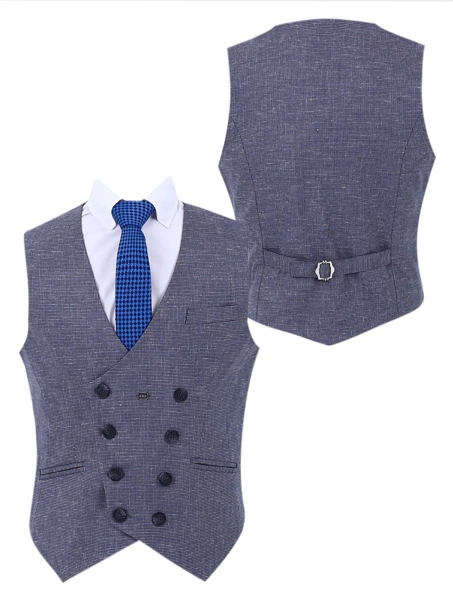 Boys Retro Check Slim Fit Formal Suit - Grey