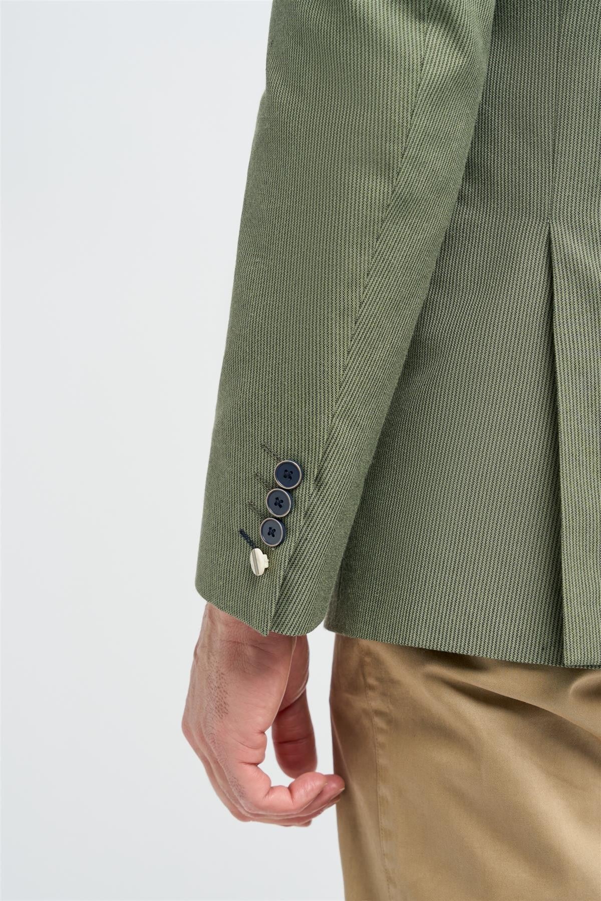 Men’s Olive Green Textured Blazer - Cristo - Green