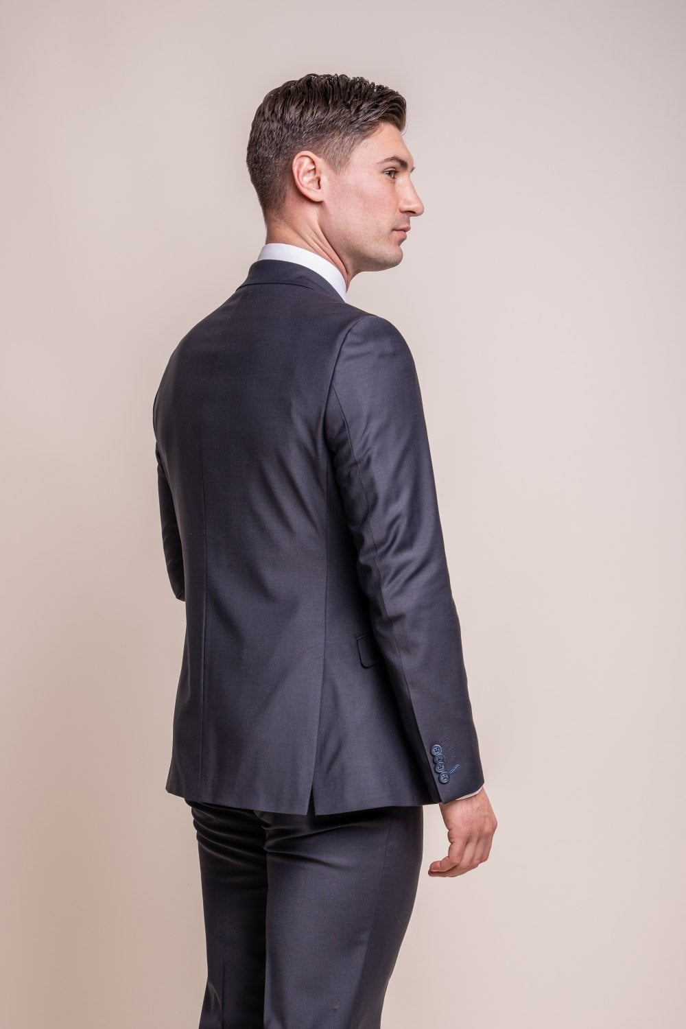 Men's Wool Blend Slim Fit Suit - BOND - Midnight Blue