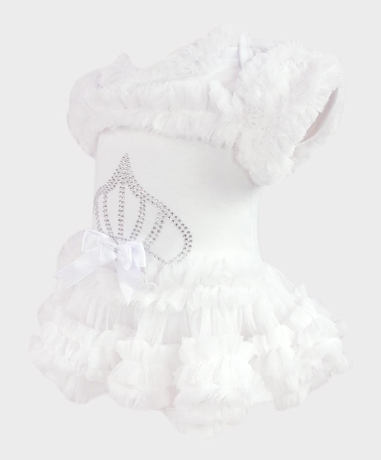 Baby Girl Tulle Cotton Tutu Bodysuit - White