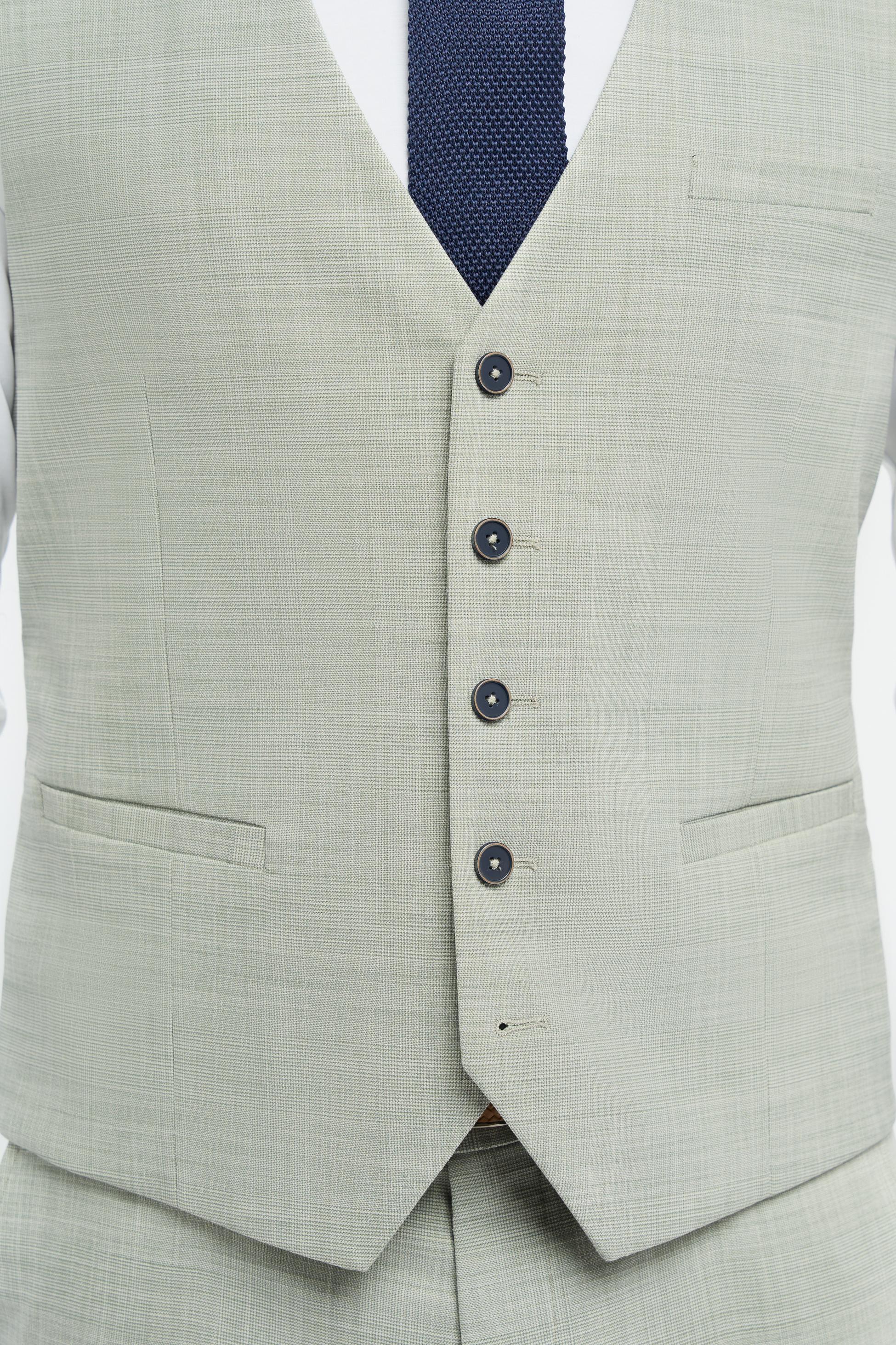 Men’s Sage Green Textured Waistcoat - Camden - Sage Green