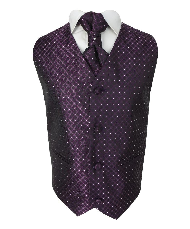 Baby & Boys 4 Piece Diamond Design Wedding Waistcoat Suit - Purple