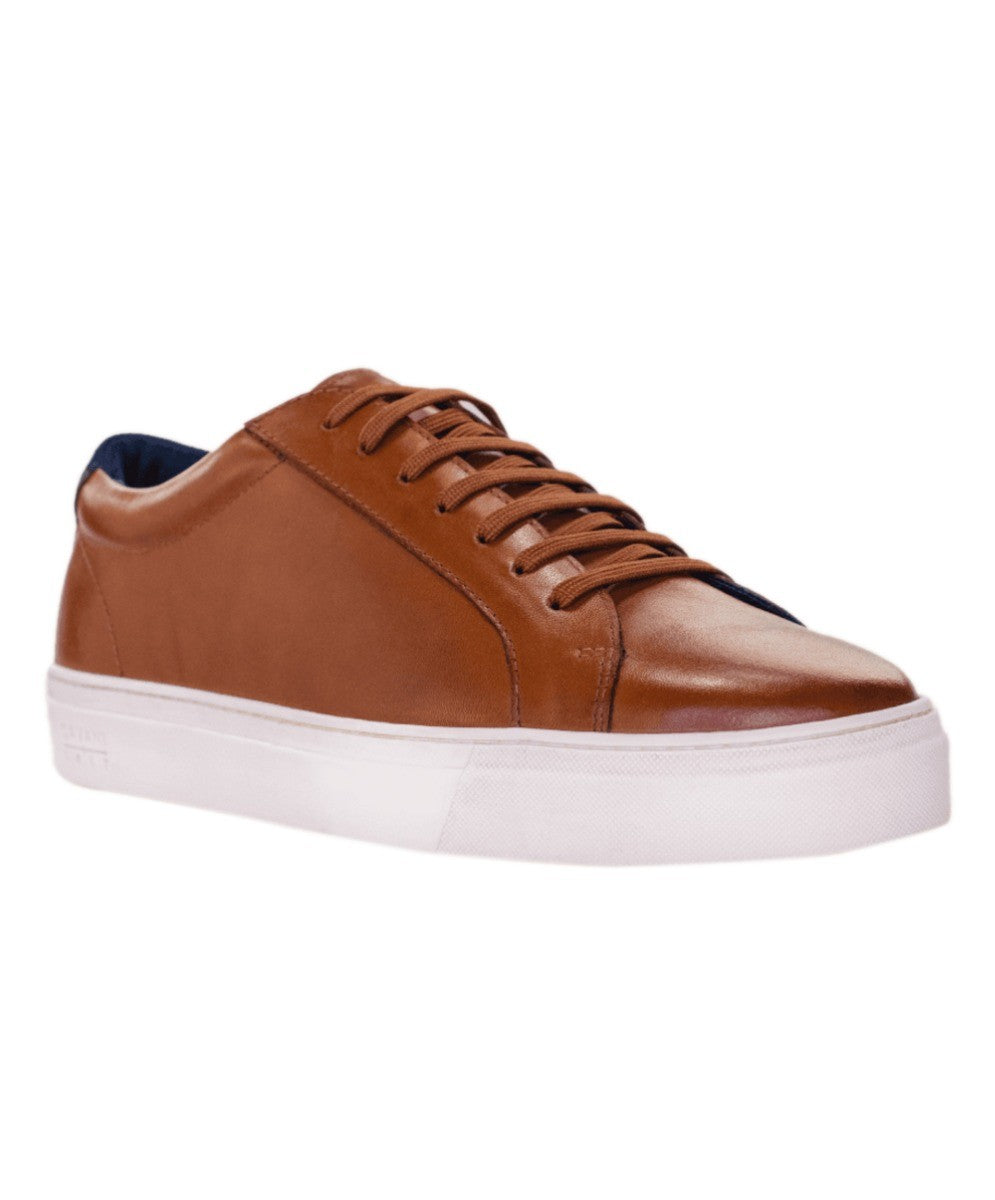 Men's Genuine Leather Lace Up Sneakers - Tan Brown