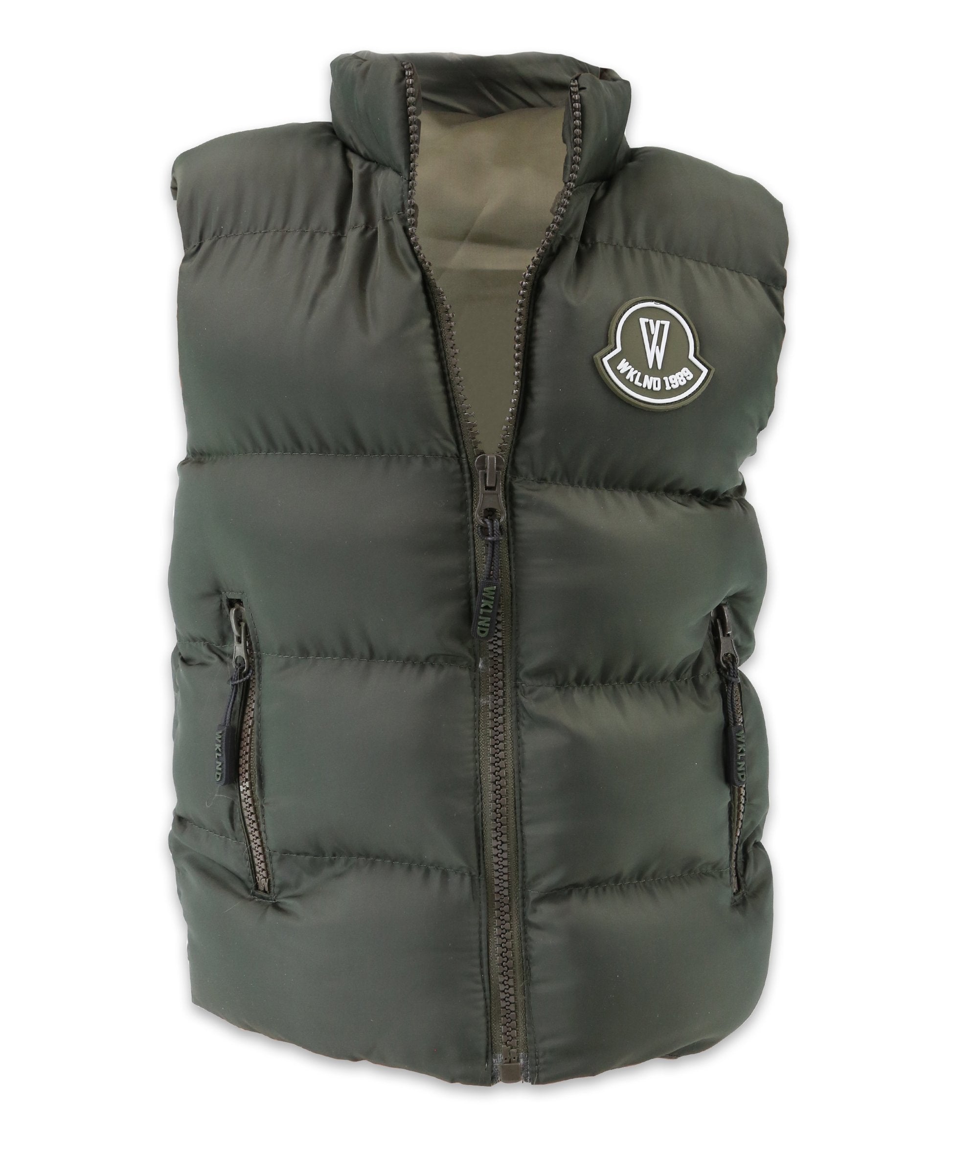 Boys Puffer Vest, Kids Padded Sleeveless Winter Outerwear - Olive Green