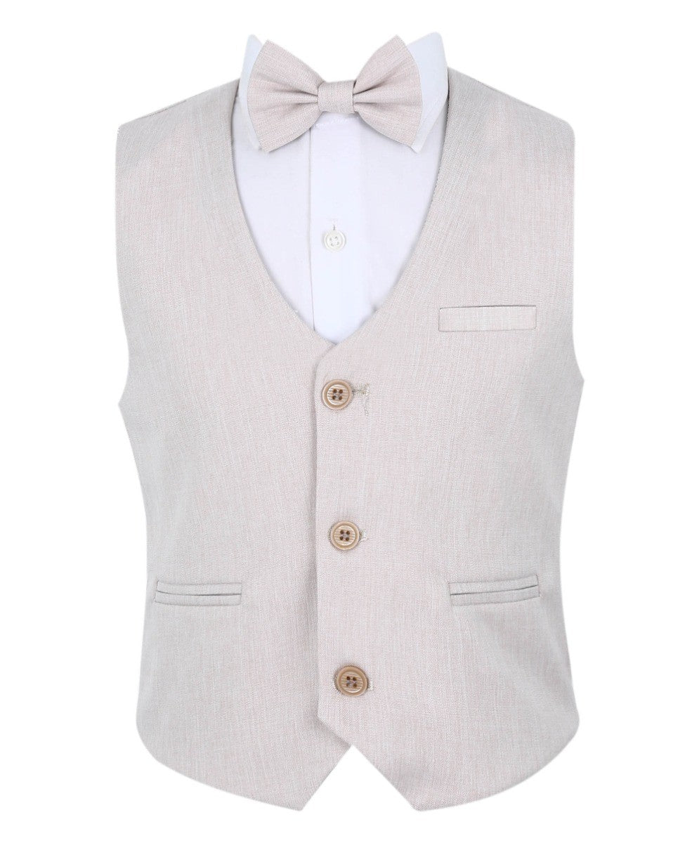 Boys Formal Waistcoat Suit Set - Ivory - Beige