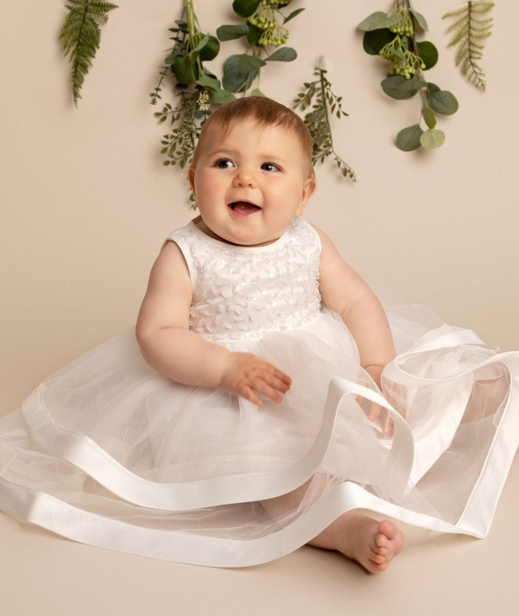 Ivory Sequin and Tulle Dress for Girls and Babies – JORJA - Ivory