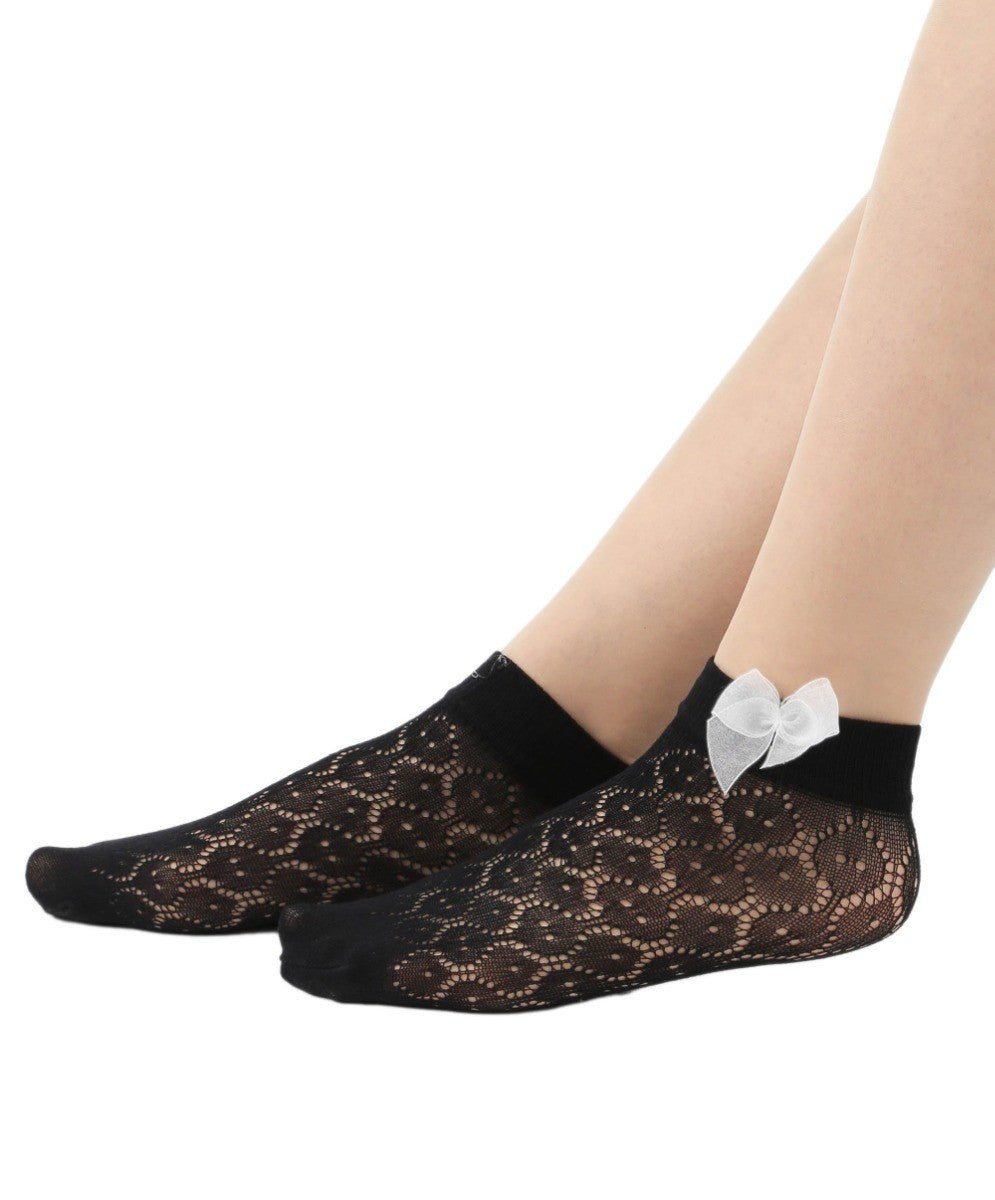 Girls Fishnet Ankle Socks - PETUNYA Black - Black