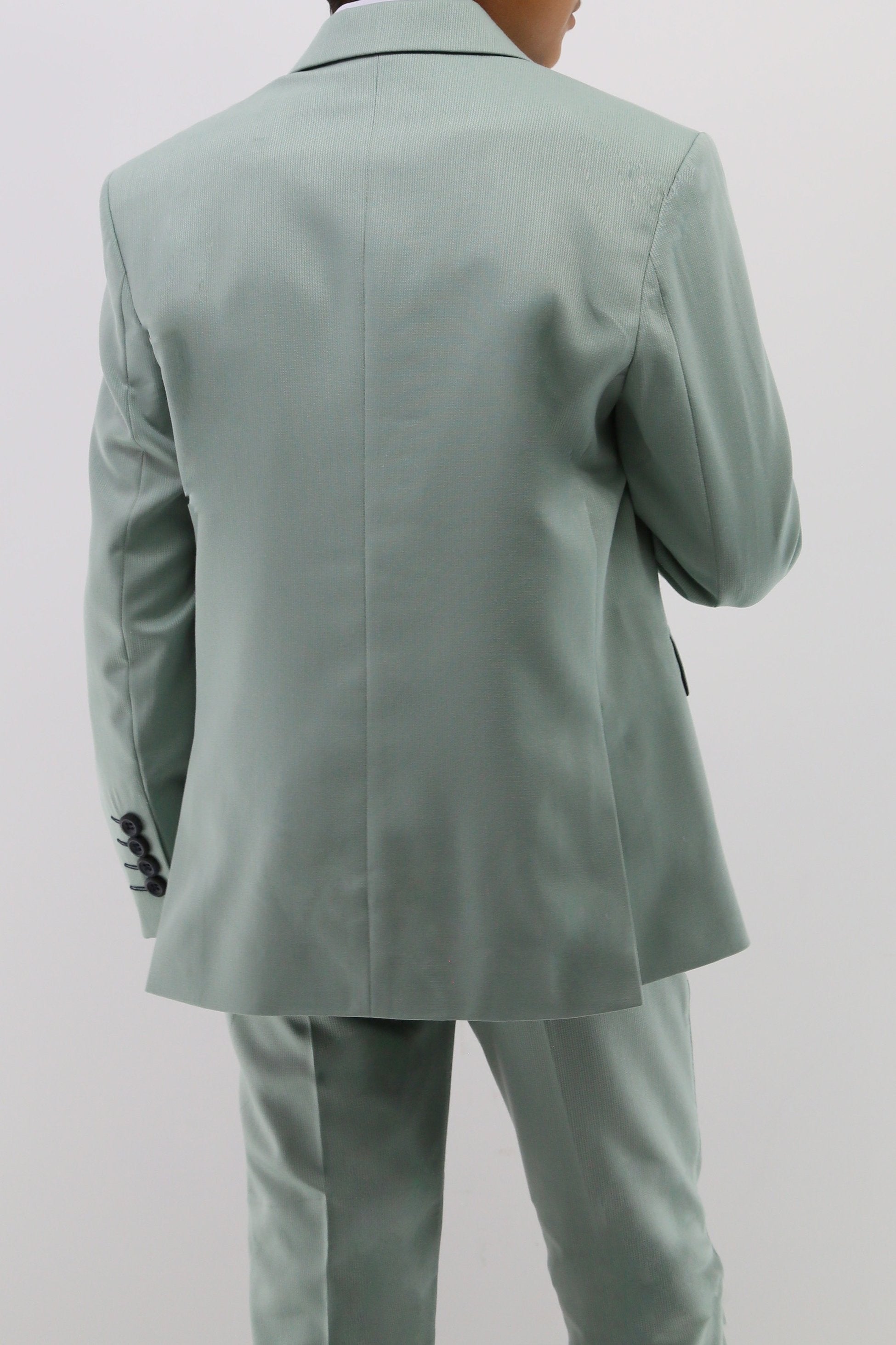 Boys Suit with Double Breasted Waistcoat 6 PC Set - Mint Green