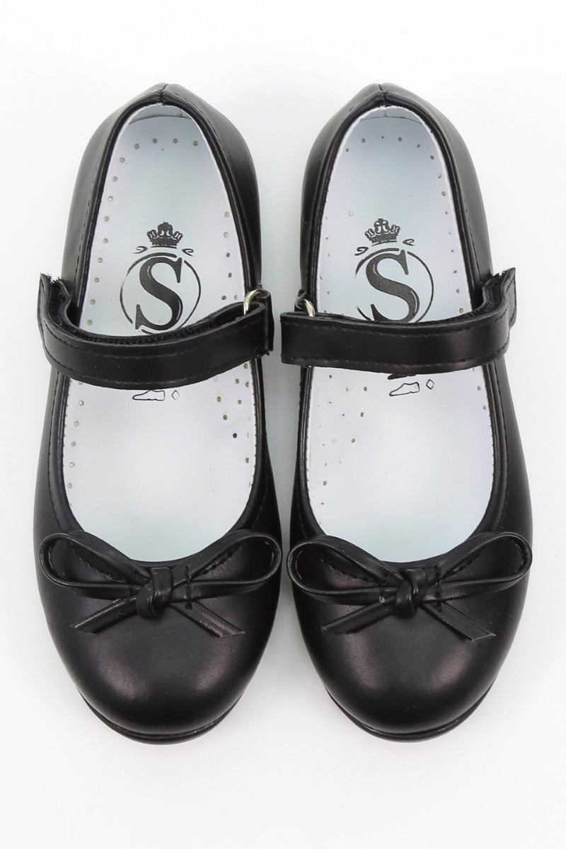 Girls Mary Jane Flat Dress Shoes - ANNA - Mat Black