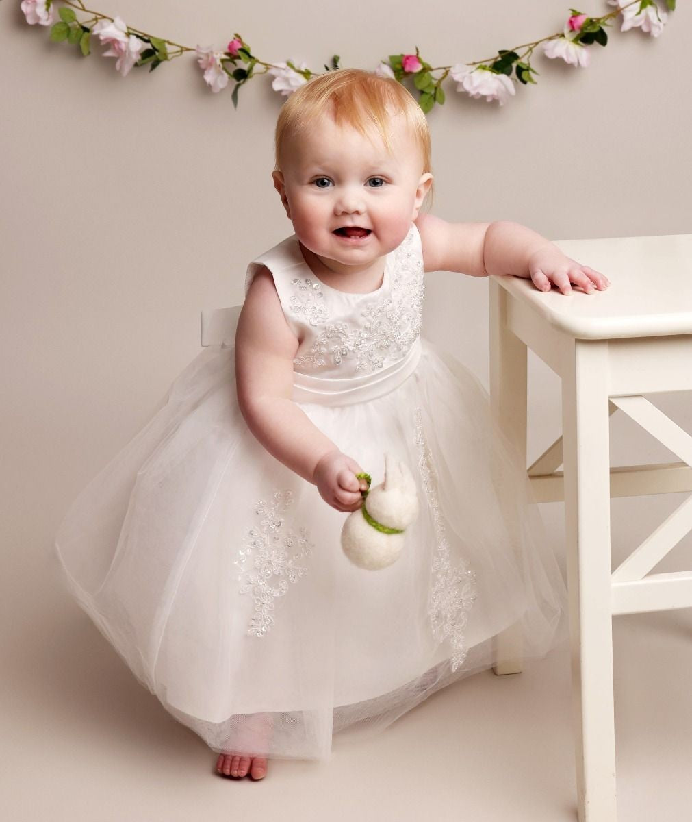 Baby Girls Christening Lace Dress – LAYLA - Ivory