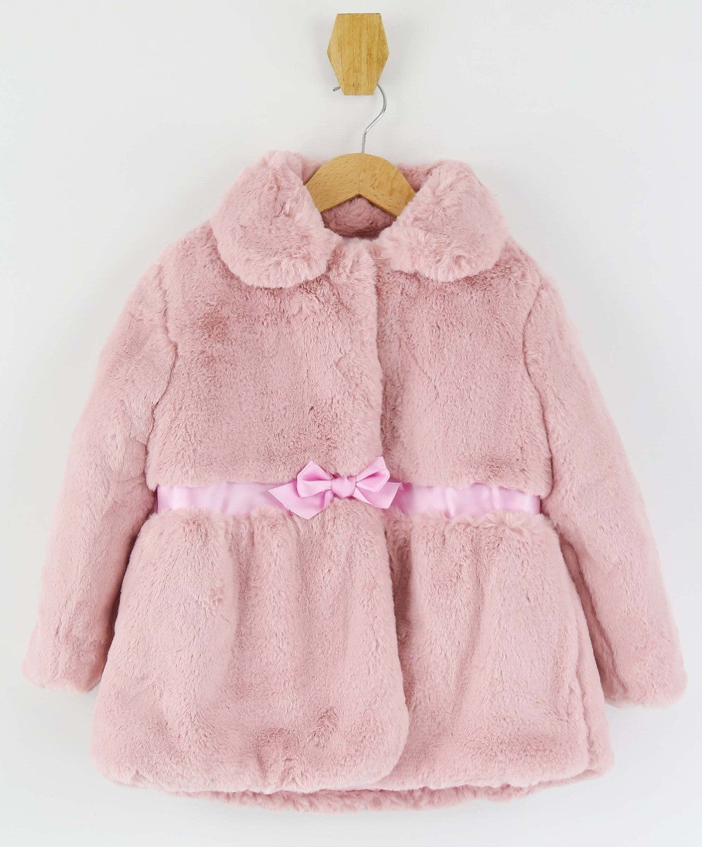 Baby Girls Fur Mid-Length Coat - Pink