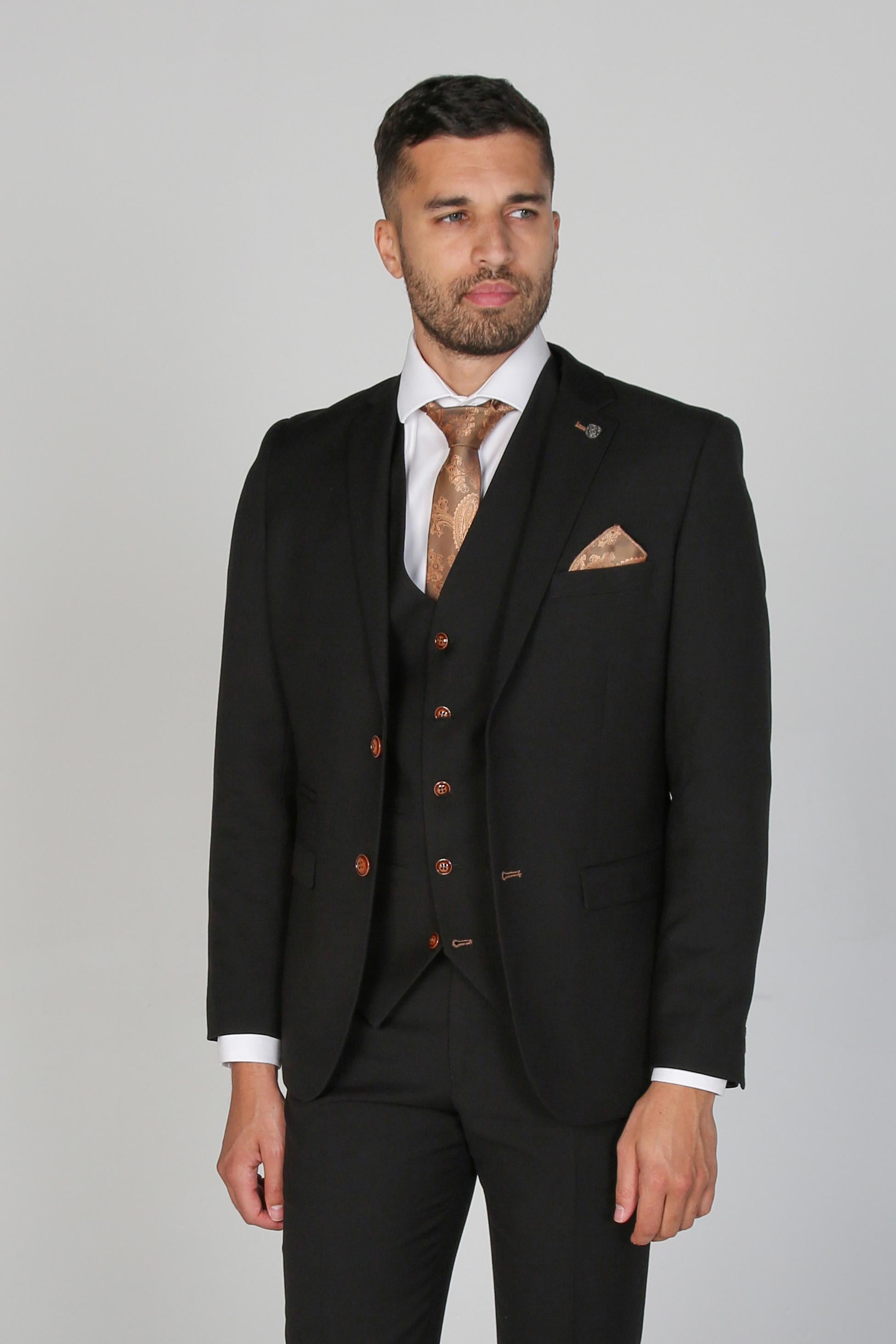 Men's Tailored Fit Formal Suit - MAYFAIR - Black