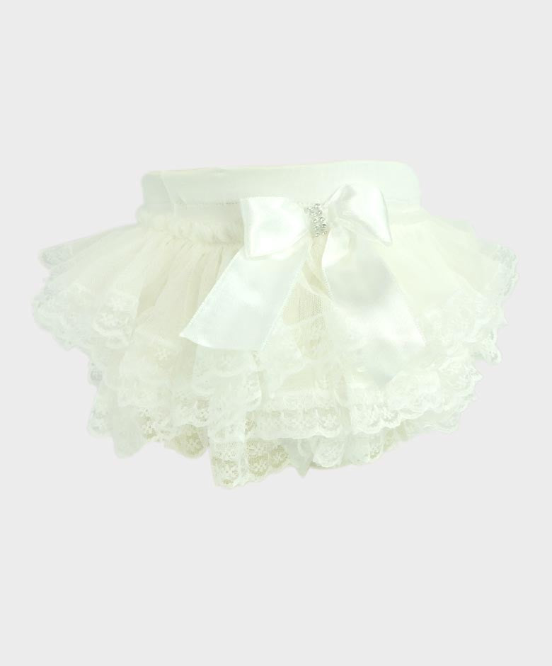 Baby Girls Ruffled Lace  bloomers - Ivory