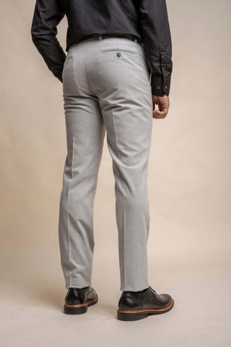 Men's Tweed Slim Fit Formal Trousers - FURIOUS Ivory - Ivory