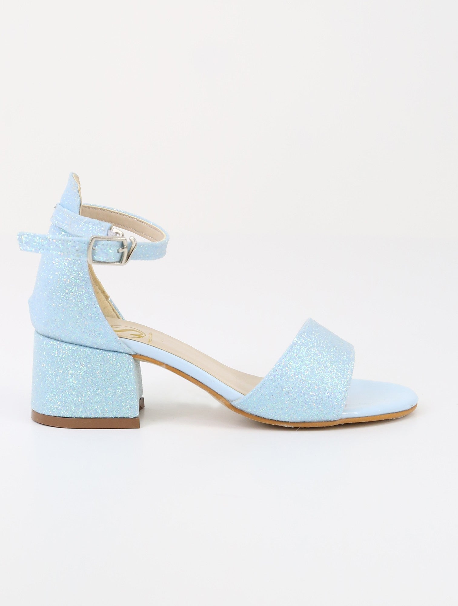 Girls Ankle-Strap Block Heel Sandals - SPARKLE - Blue