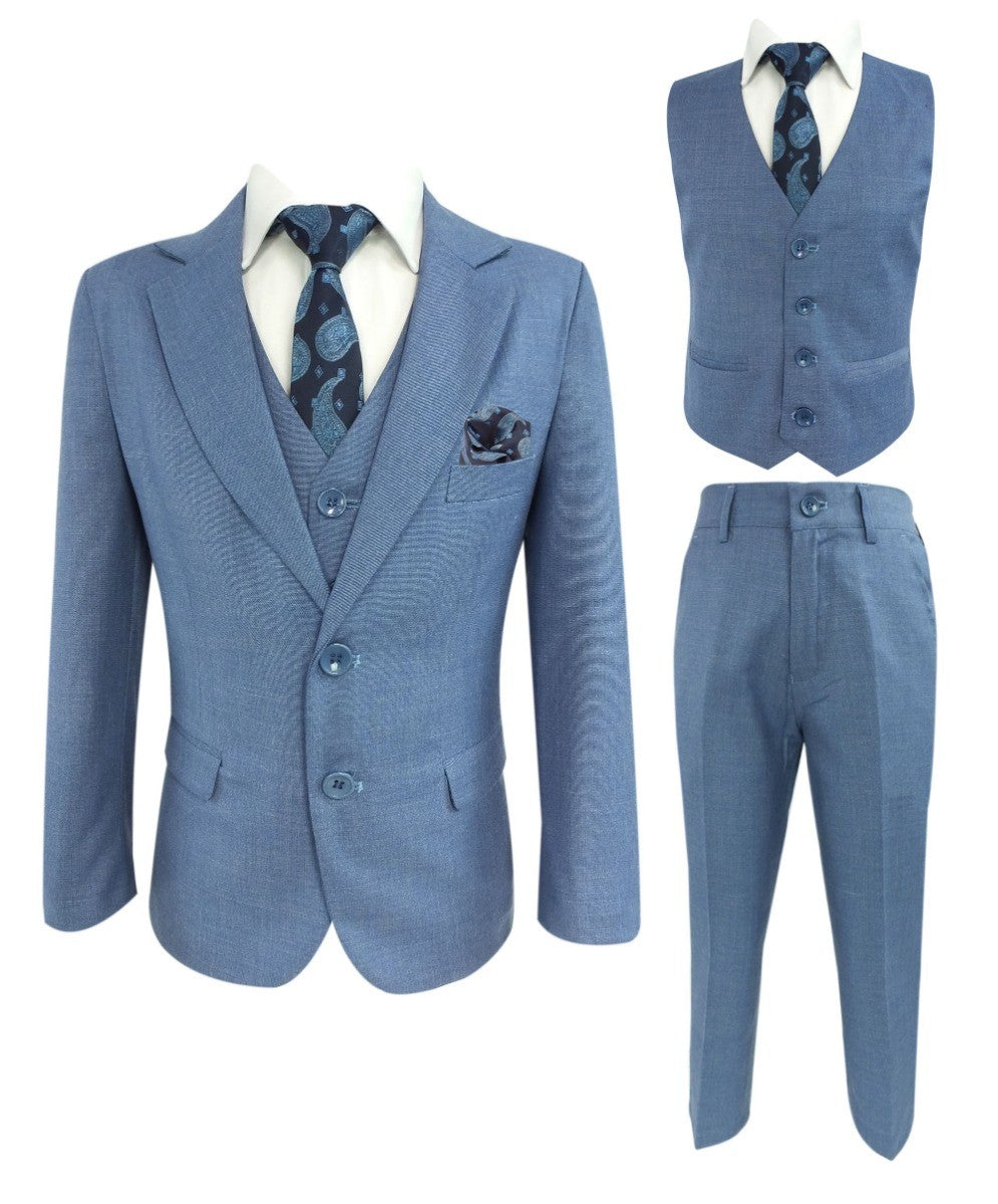 Boys 6 Piece Sky Blue Suit - Blue