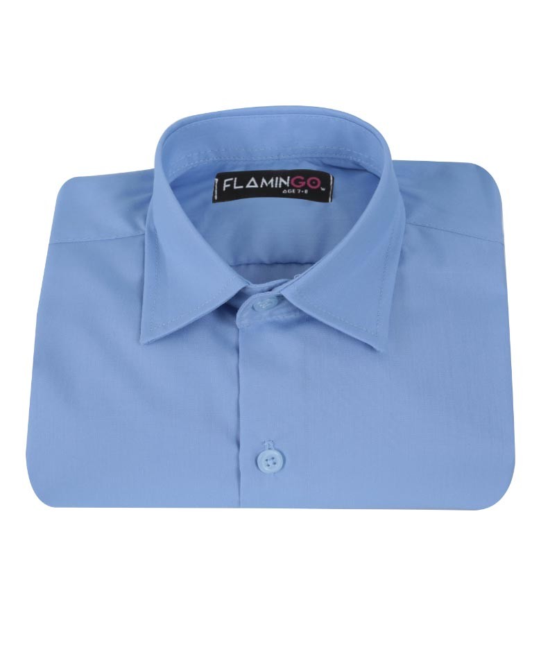 Boys Cotton Blend Formal Shirt - Sky Blue