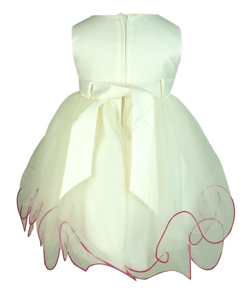 Girls Christening Wedding Dress with Butterfly Bolero Jacket - Ivory - Fuchsia