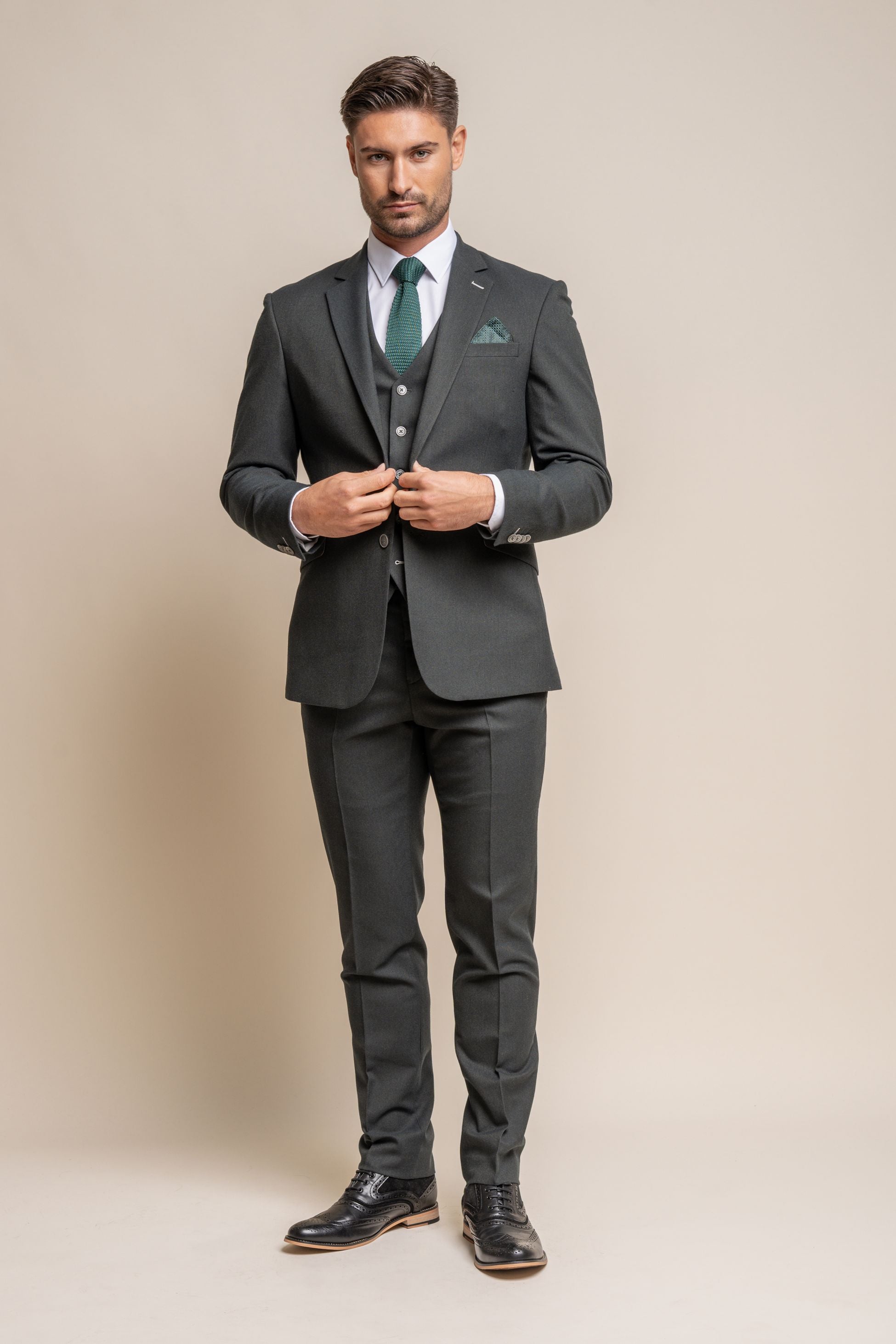 Men's Slim Fit Formal Suit - FURIOUS Olive - Olive Green