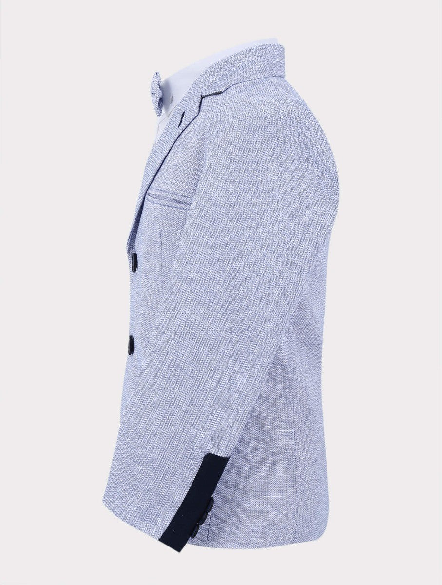 Boys Tweed-Like Blue Suit - CARTER - Blue