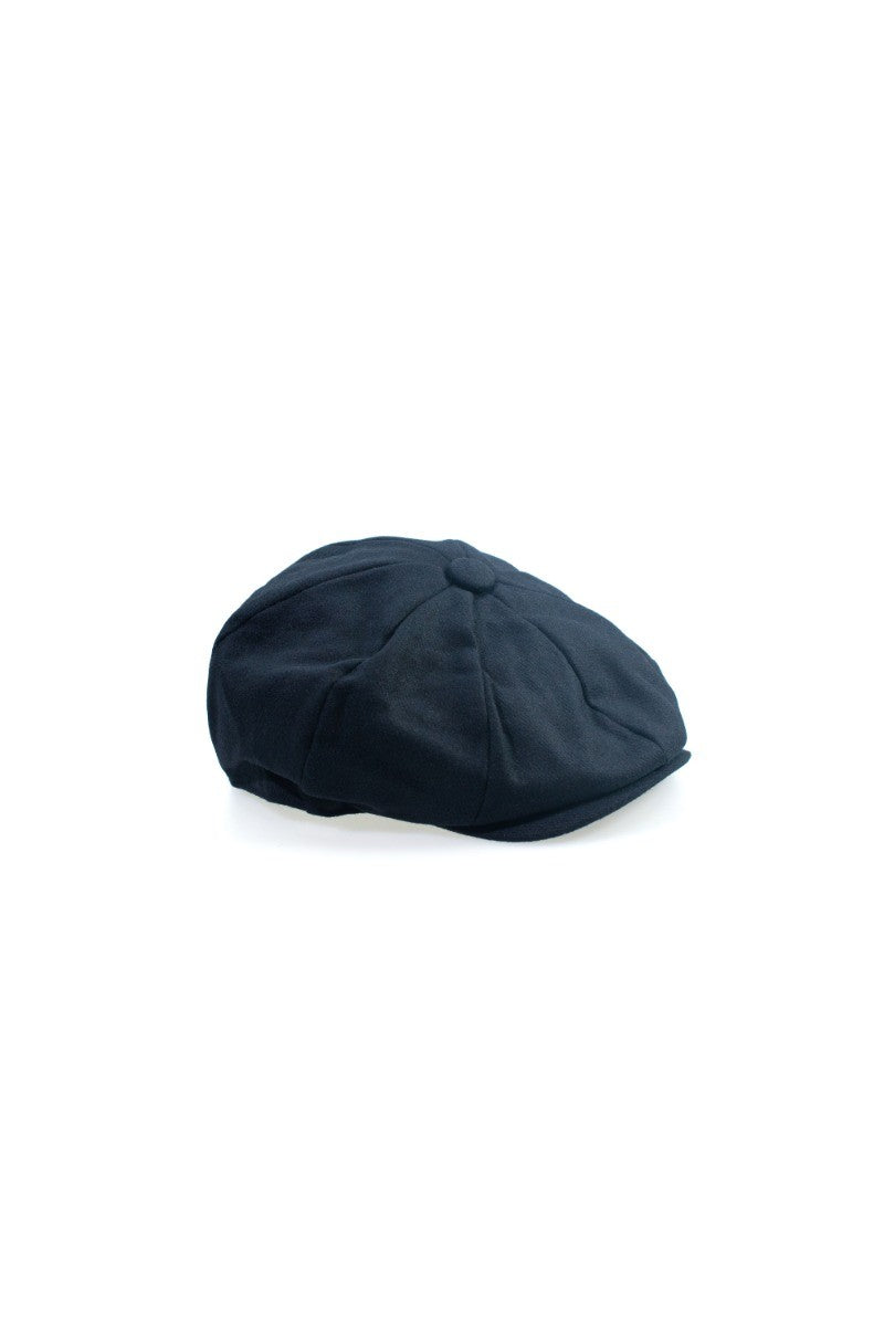 Men's Wool Shelby Baker Boy Flat Black Cap - Black