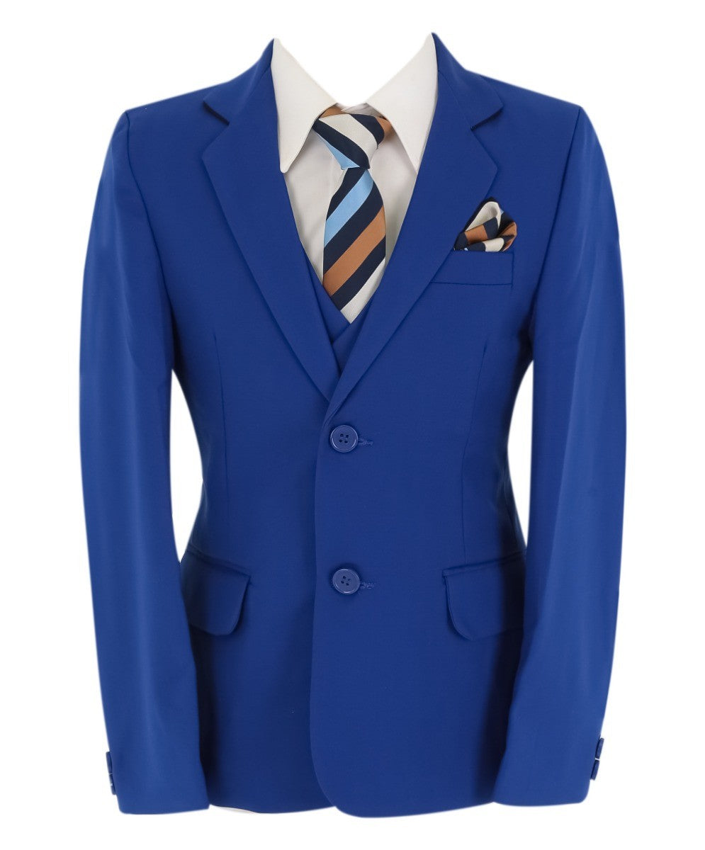 Boys 6 Piece All In One Formal Suit Set - RUN - Electric Blue