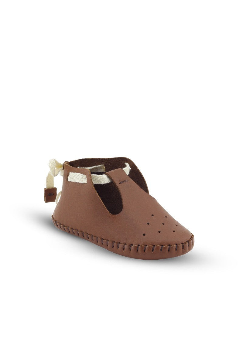 Baby Boys Genuine Leather Pre-walker Crib Shoes - Patik - Tan Brown