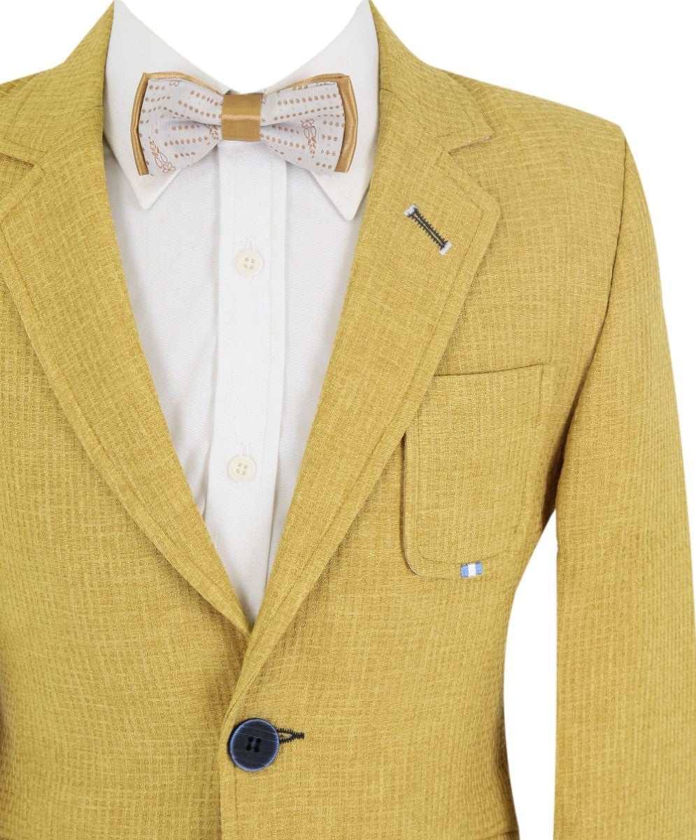 Boys Slim Fit Twill Formal Blazer - TERRY - Mustard