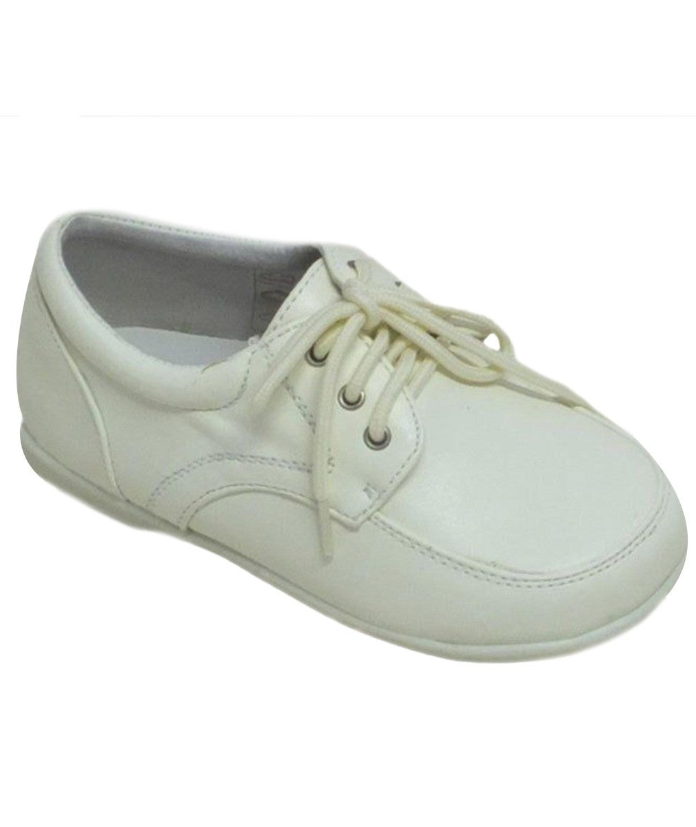 Baby Boys Lace Up Christening Shoes - Ivory