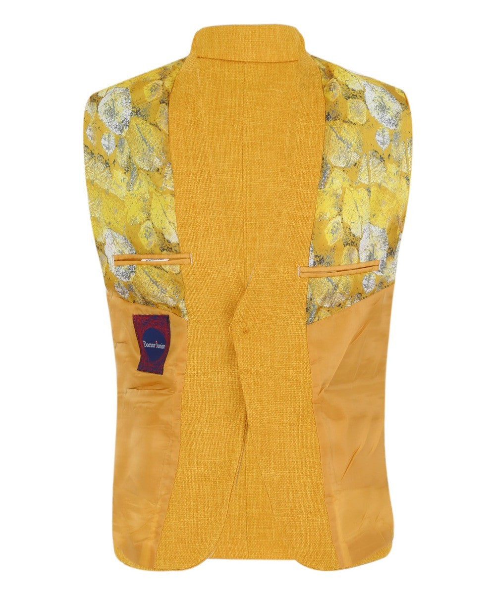 Boys Single Breasted Textured Slim Fit Blazer - VARDY - Mustard Yellow