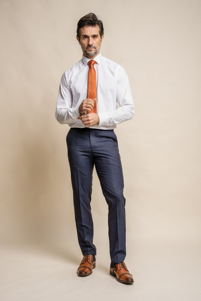 Men's Slim Fit Navy Trousers - SEEBA - Navy Blue