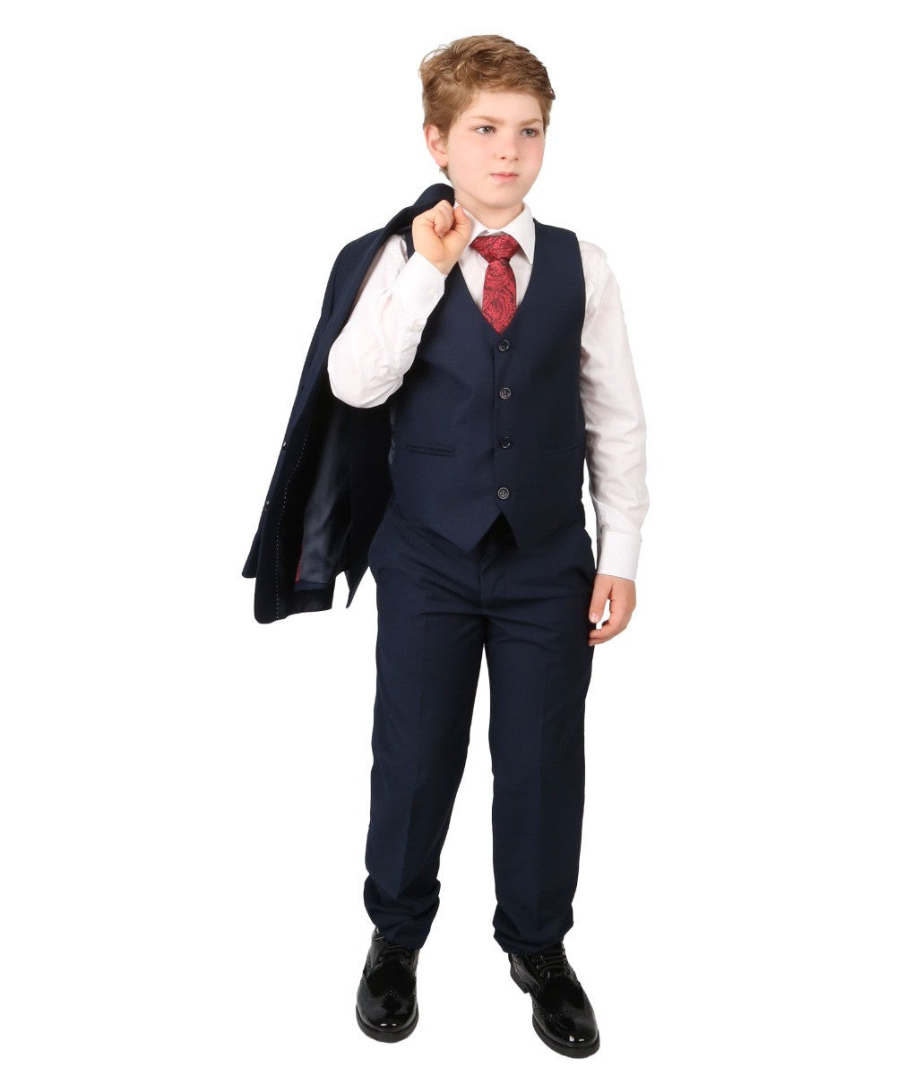 Boys Regular Italian Fit Navy Suit - Navy Blue