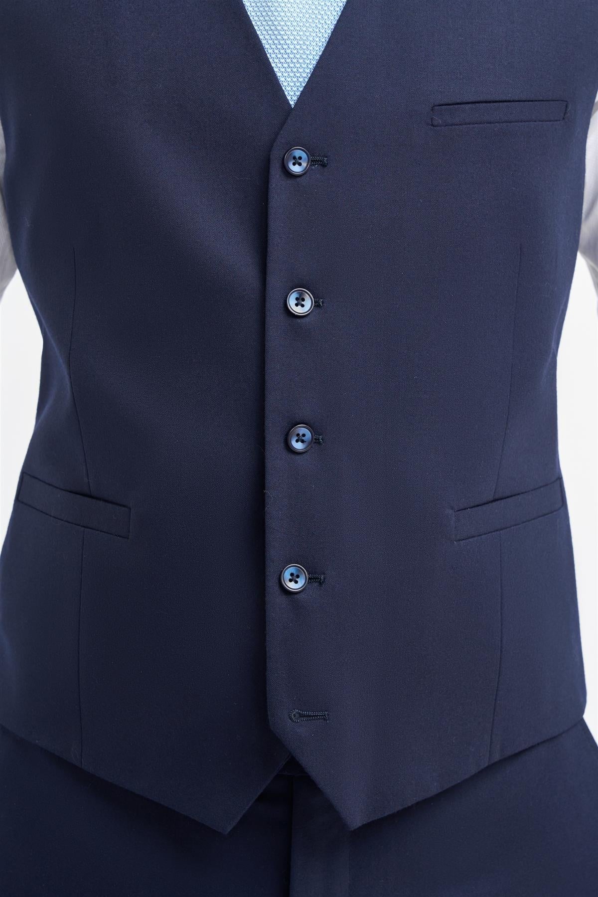 Men’s Wool Slim Fit Formal Waistcoat - James - Navy Blue