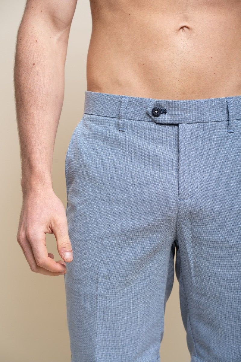 Men's Mid Rise Slim Fit Shorts- MIAMI - Sky Blue