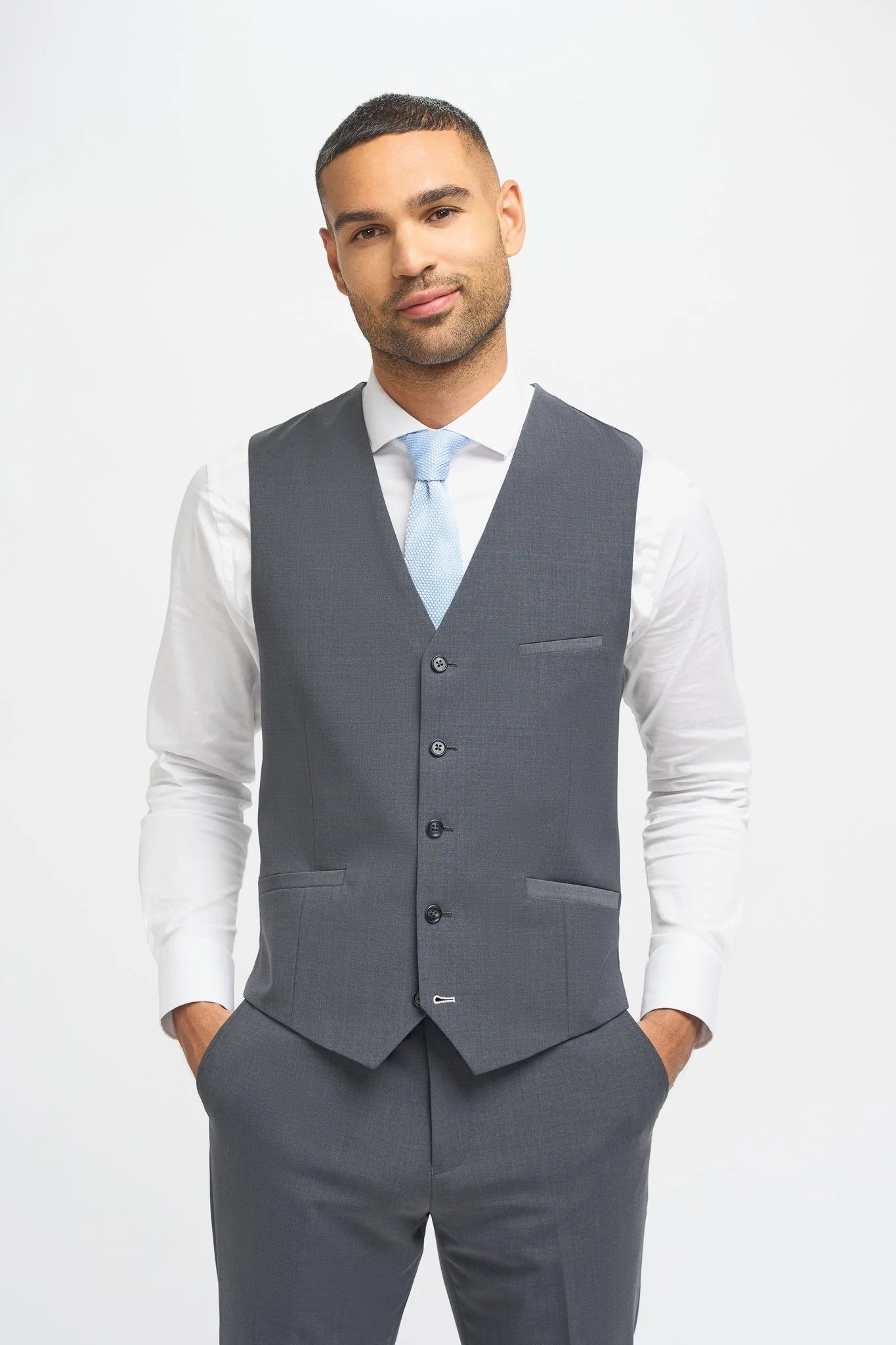 Men's Wool Blend Slim Fit Suit - BOND - Charcoal Grey