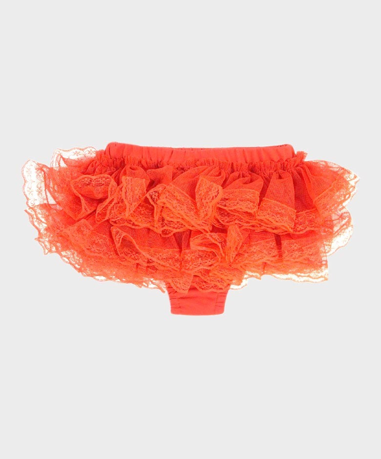 Baby Girls Ruffled Lace  bloomers - Red