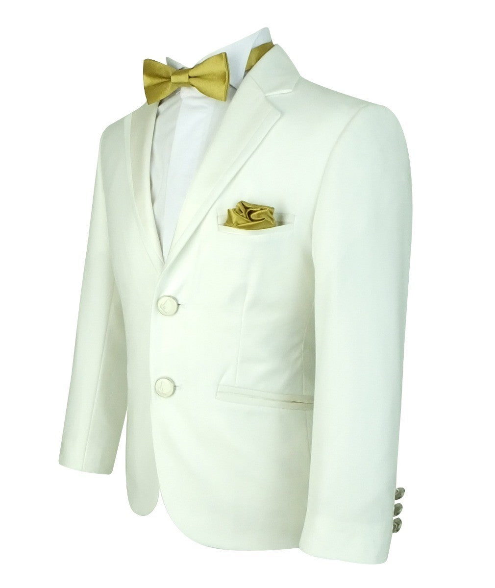 Boys Sheen Lapel Slim Fit Communion Suit - Off white