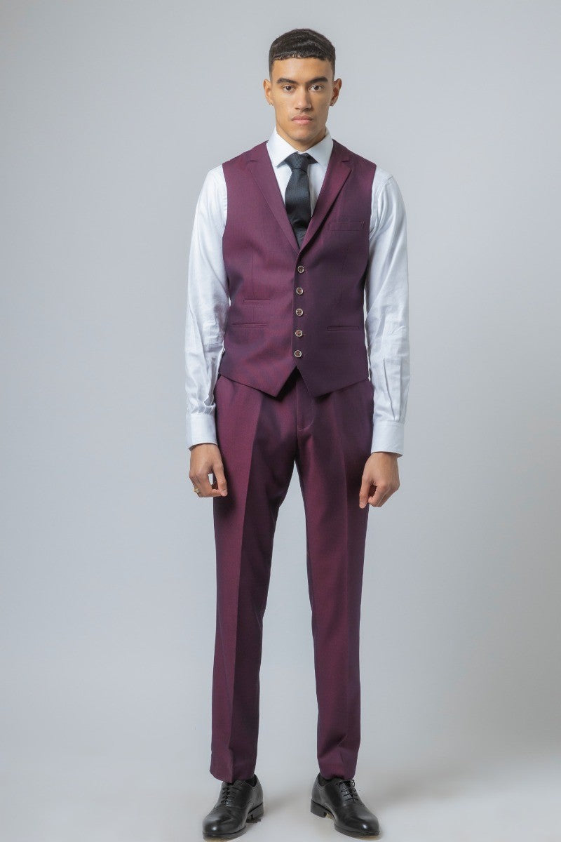 Men's Lincoln Slim Fit Burgundy Suit - Burgundy