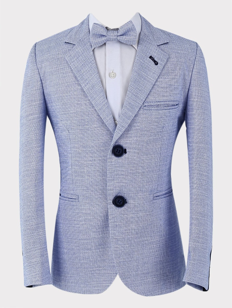 Boys Tweed-Like Blue Suit - CARTER - Blue