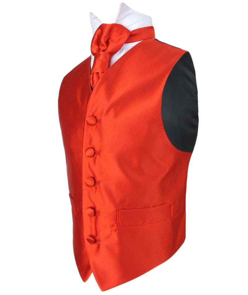 Boys Satin Waistcoat & Cravat Set - Red