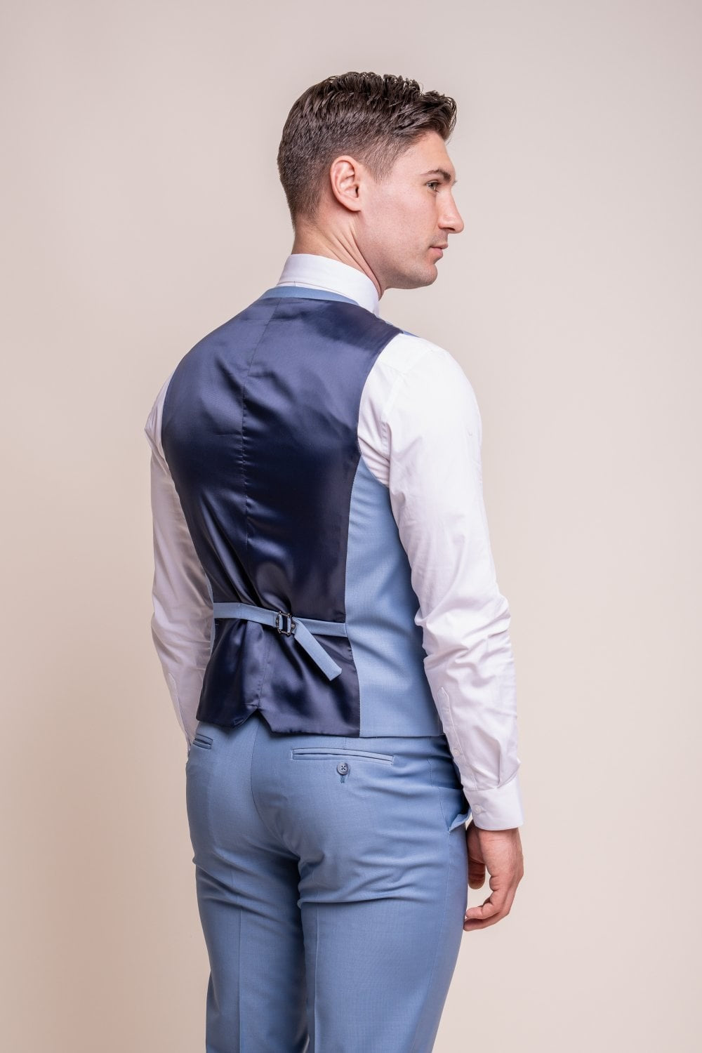 Men's Wool Blend Slim Fit Waistcoat- BOND - Ocean Blue