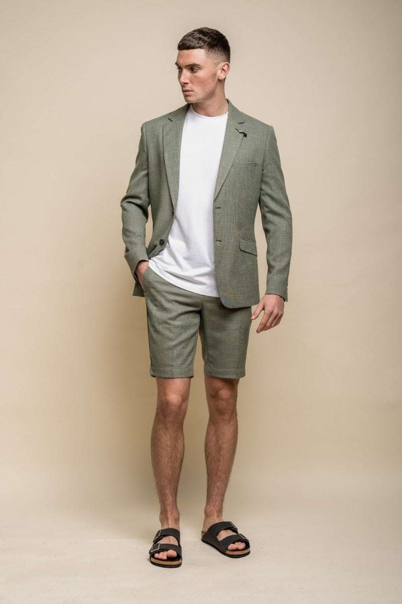 Men's Mid Rise Slim Fit Shorts- MIAMI - Sage Green