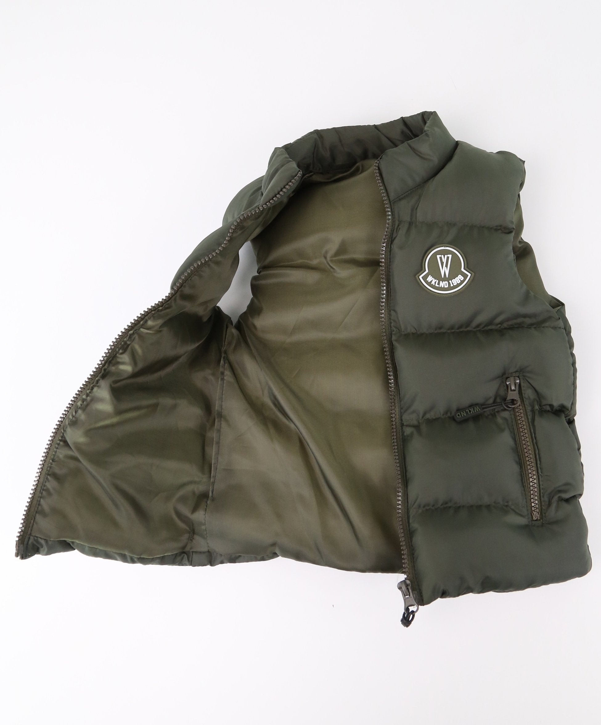 Boys Puffer Vest, Kids Padded Sleeveless Winter Outerwear - Olive Green