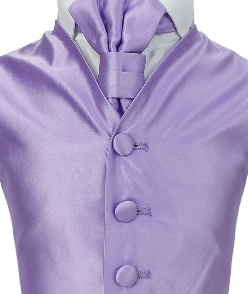 Boys Satin Waistcoat & Cravat Set - Lilac